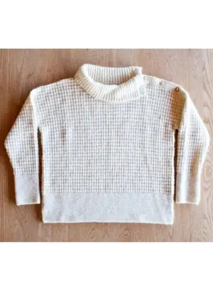 Sweater med krave og skulderlukning - strikkekit
